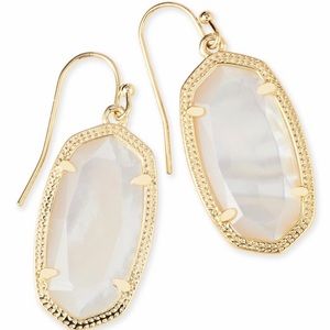 Gold Kendra Scott Dani Earrings in Ivory Pearl